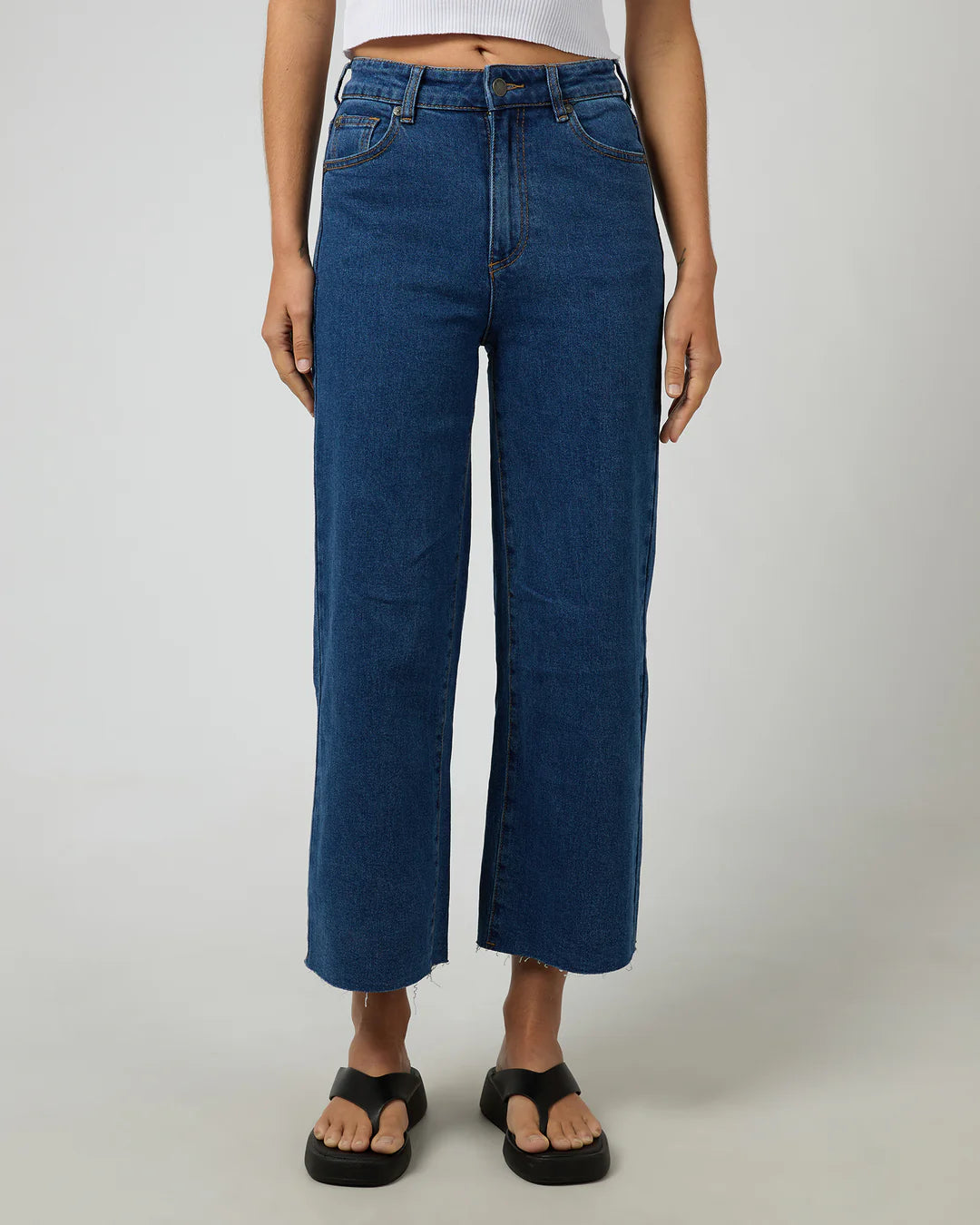 Charlie High Rise Wide Leg Jeans -  Mid Blue