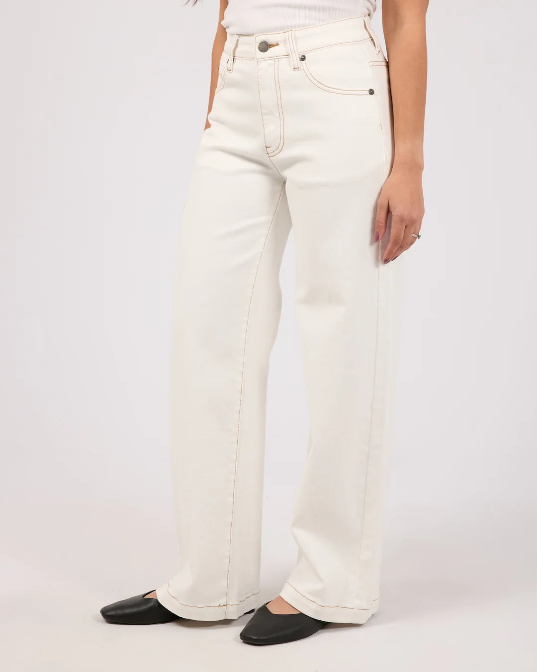 Jacqui Wide Leg Petite Jeans - Vintage White