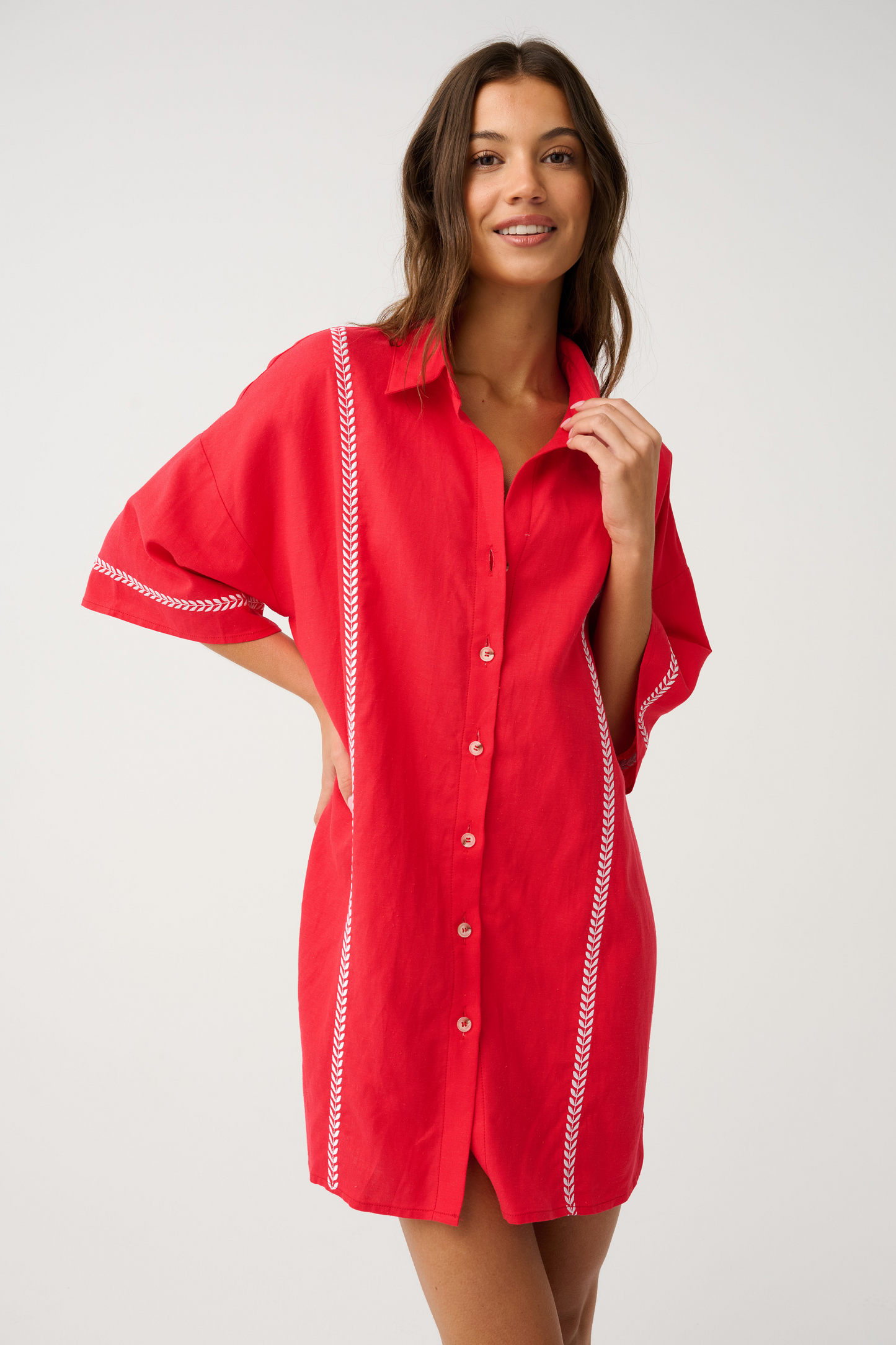 Casey Shirt Dress - Mandarin