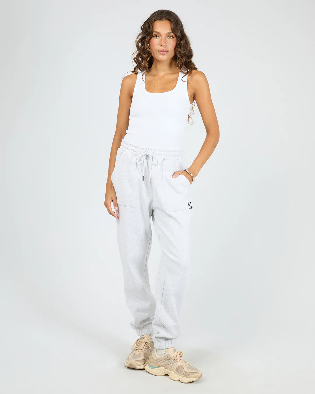Silent Luxe Cuffed Trackpant - Snow Marle