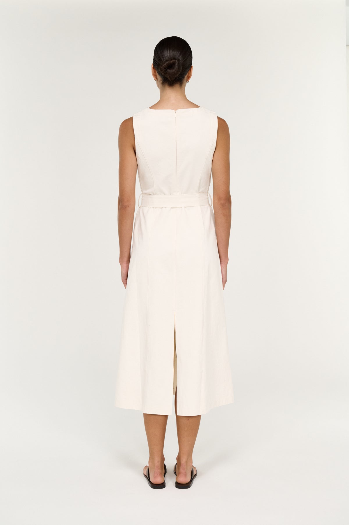 Roselle Belted Midi Dress - Cream