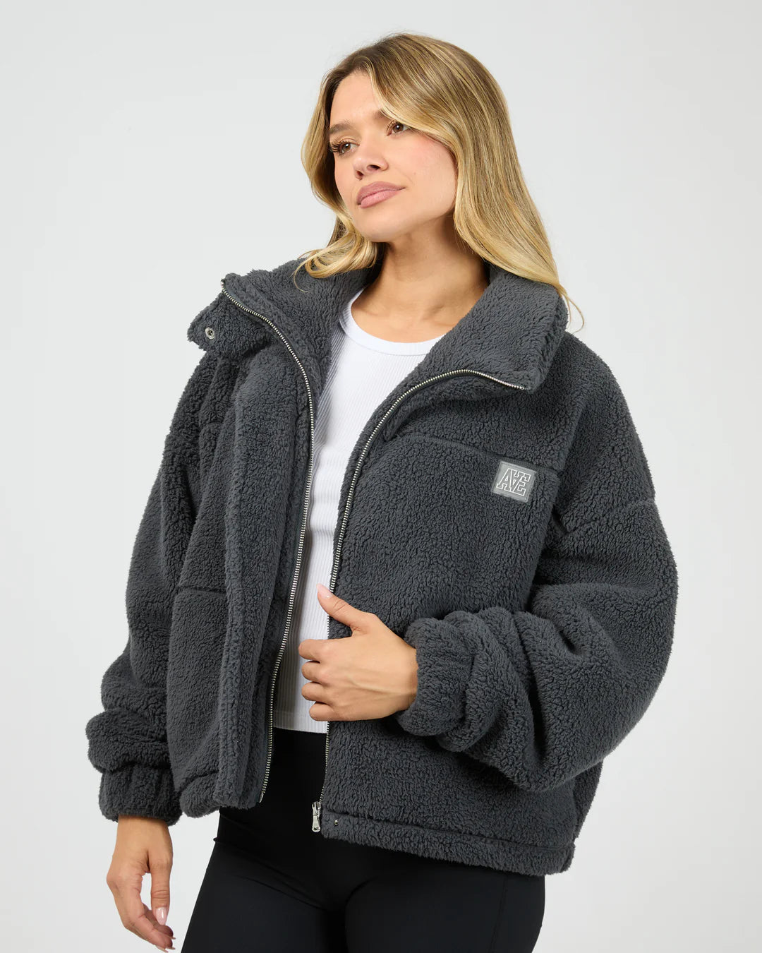 Cosy Club Teddy Jacket - Charcoal