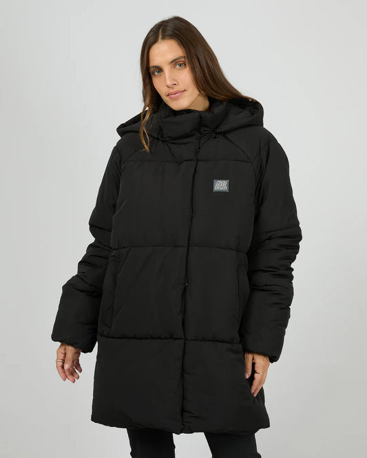 Elevate Long Puffer Jacket - Black