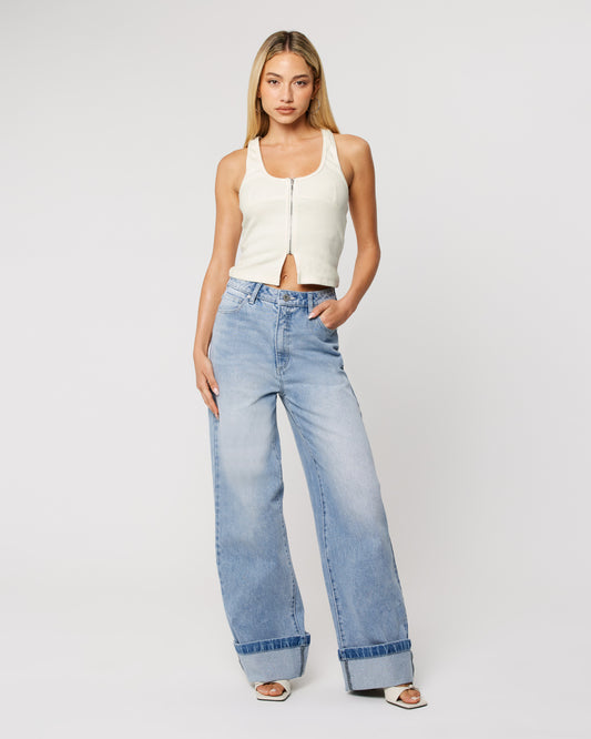 94 High & Wide Turn Up Jeans - Jordan Worn