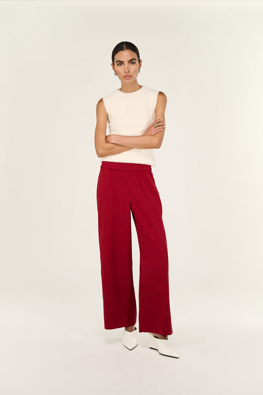 Echo Mid Rise Relaxed Pant - Dark Red