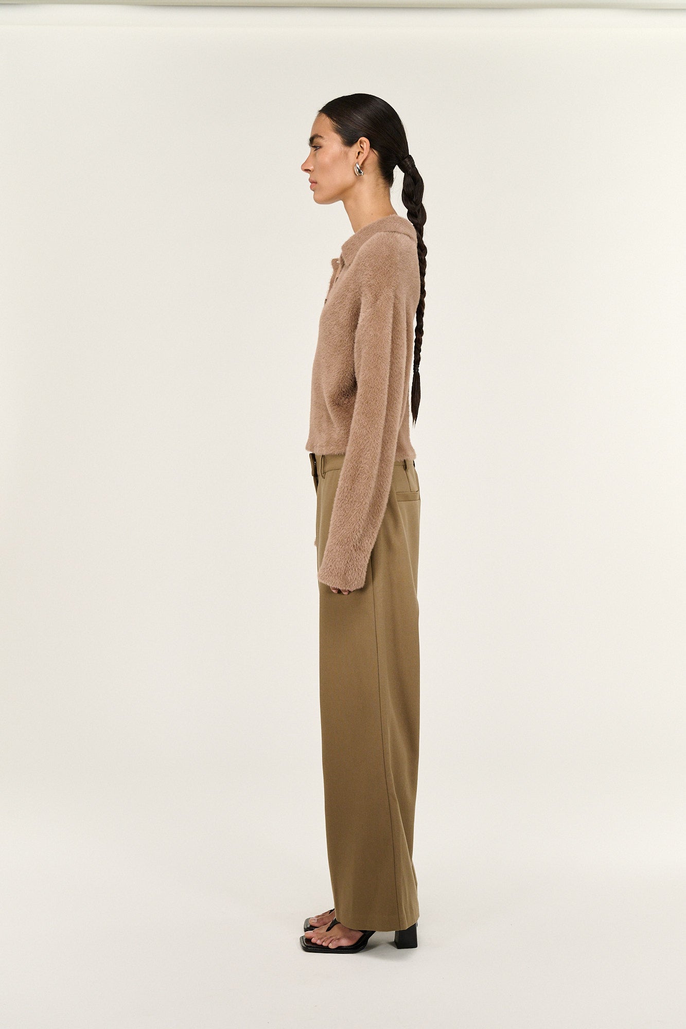 Ember Fluffy Polo Jumper - Mocha