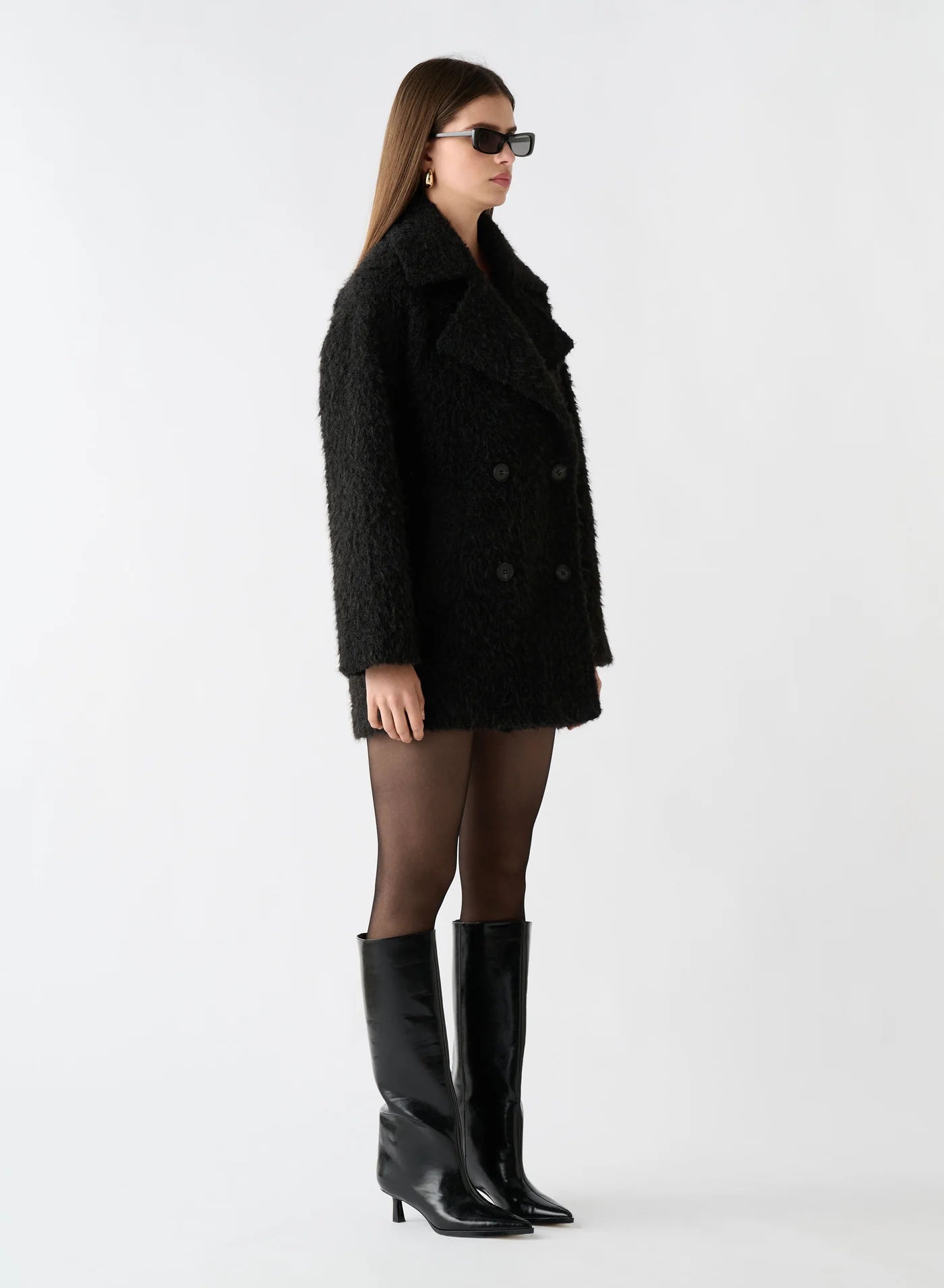 Octave Coat - Black Fluffy