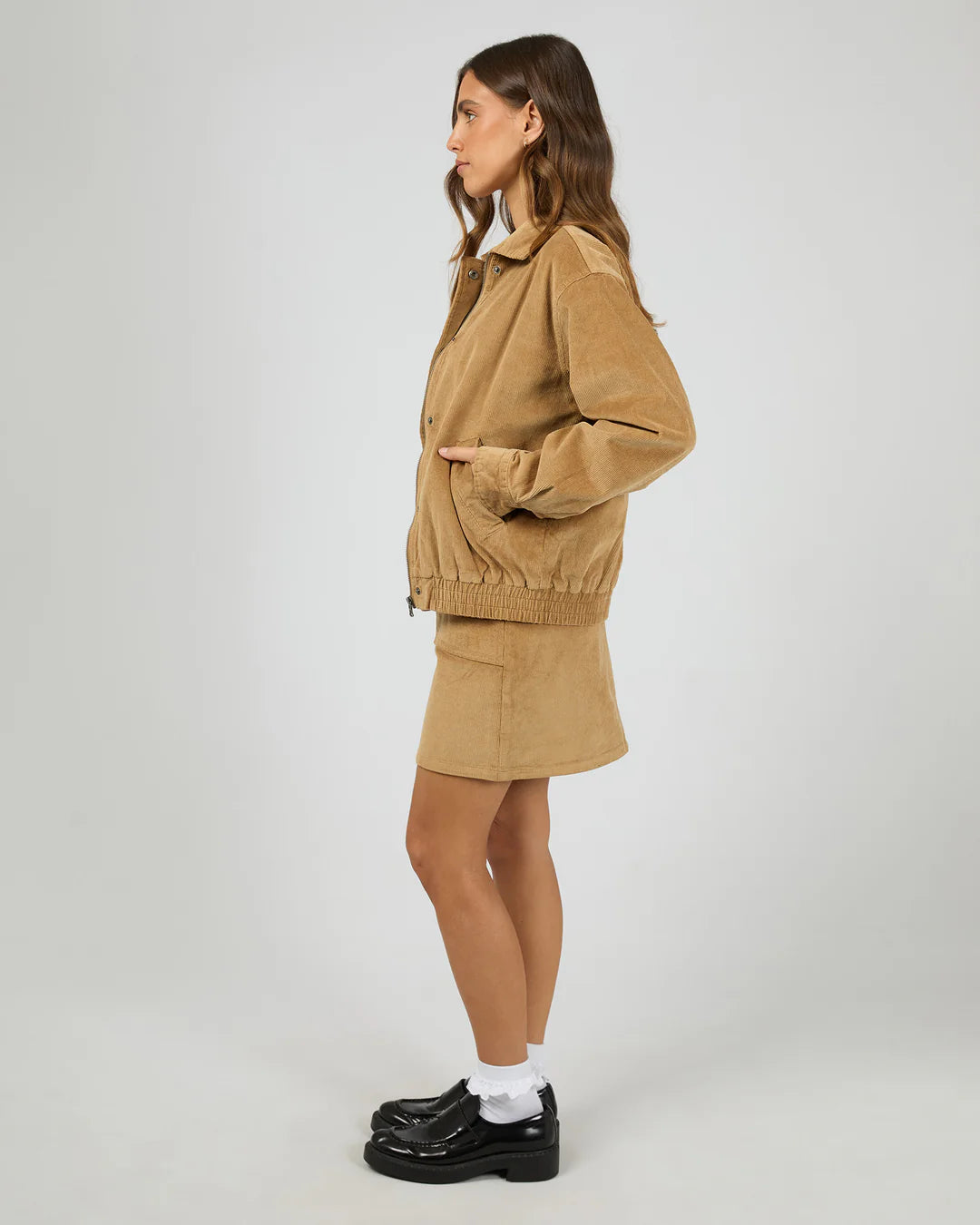 Bambi Cord Bomber Jacket - Tan