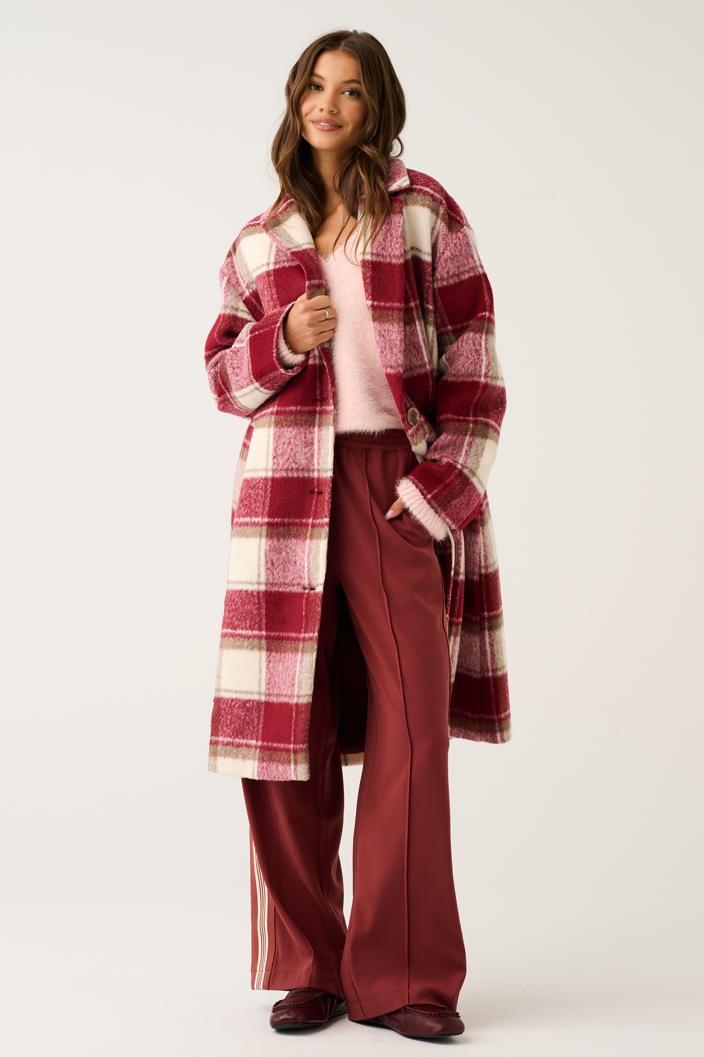 Greta Coat - Berry Check