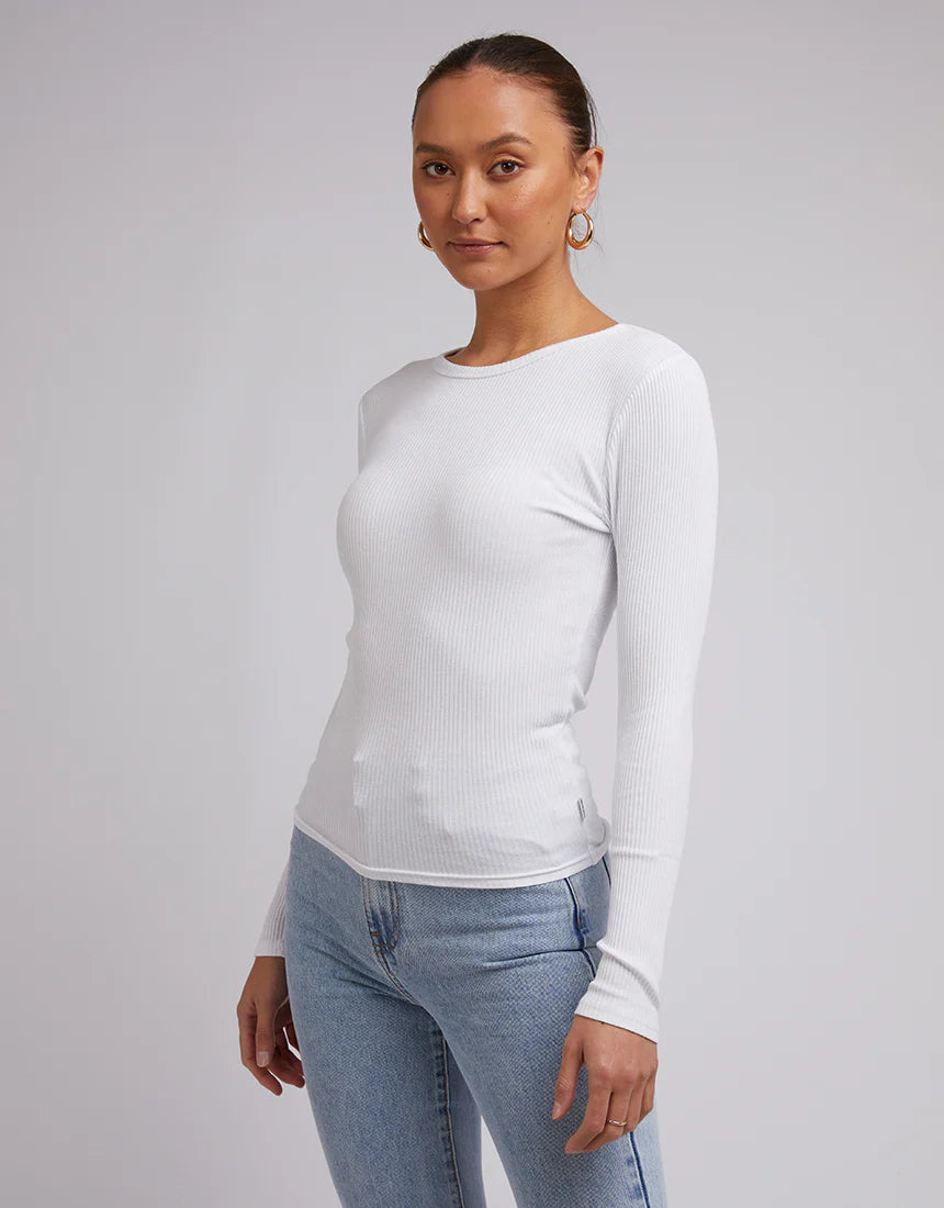 Rib Long Sleeve Top - White