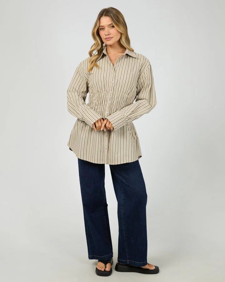 AAE Ruched Stripe Shirt - Natural