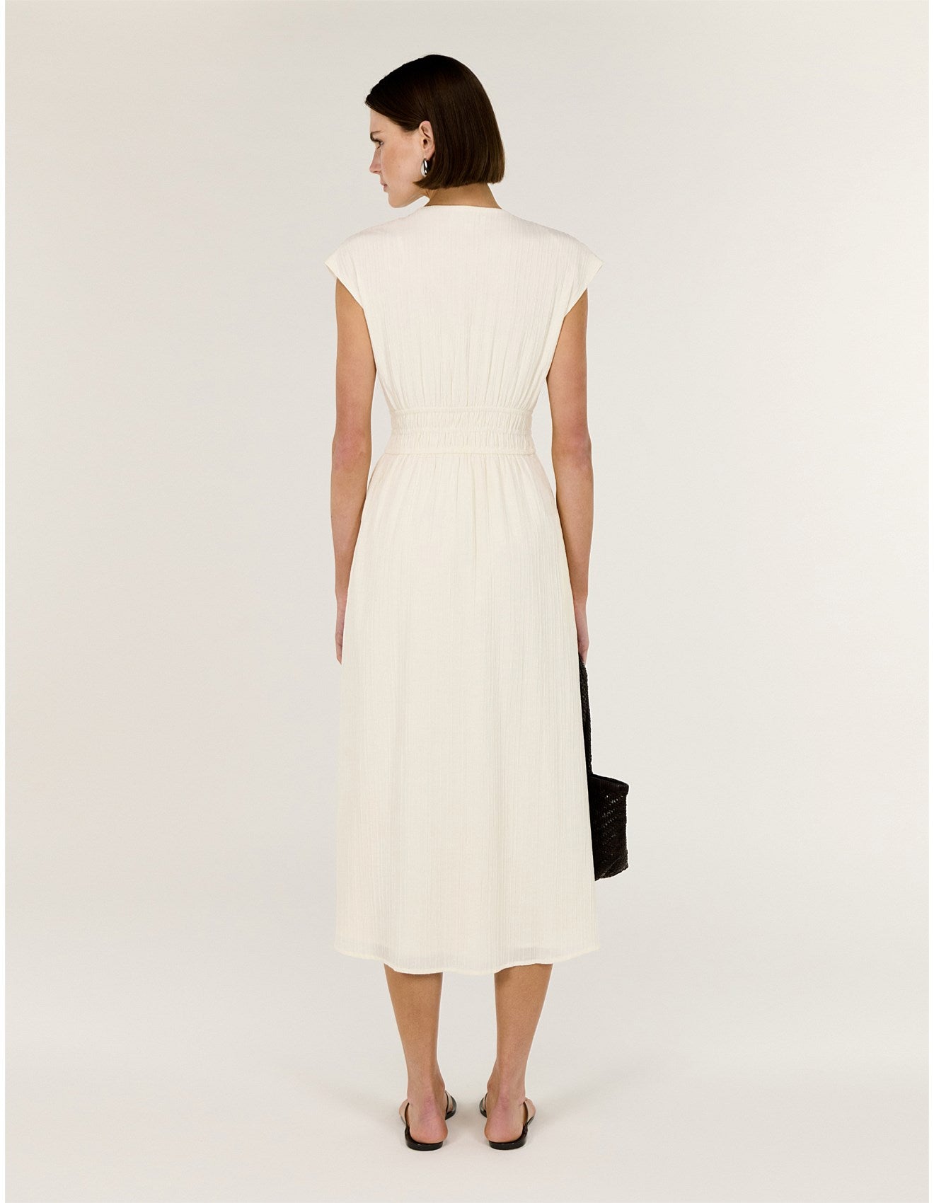 Ode V Neck Midi Dress - Vanilla