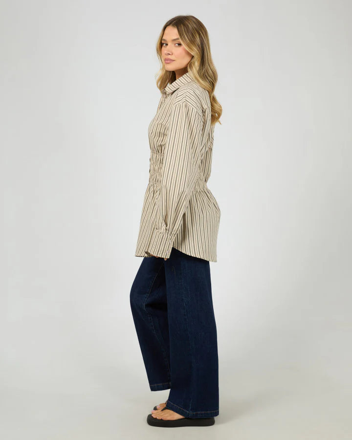 AAE Ruched Stripe Shirt - Natural