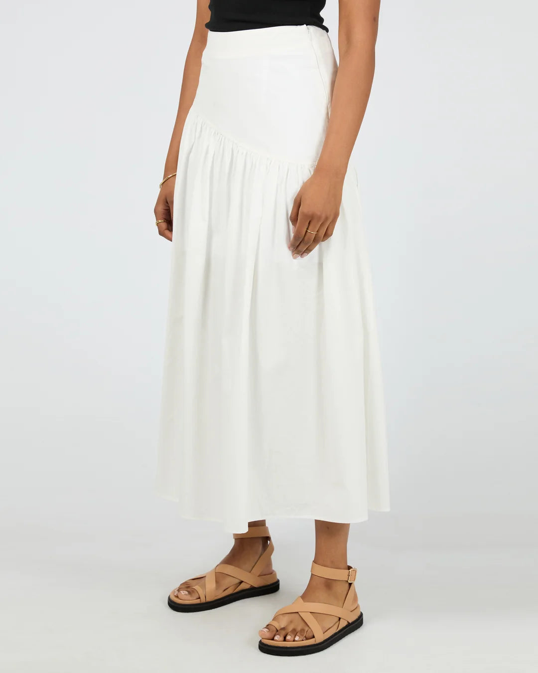 Essential Asym Maxi Skirt - White