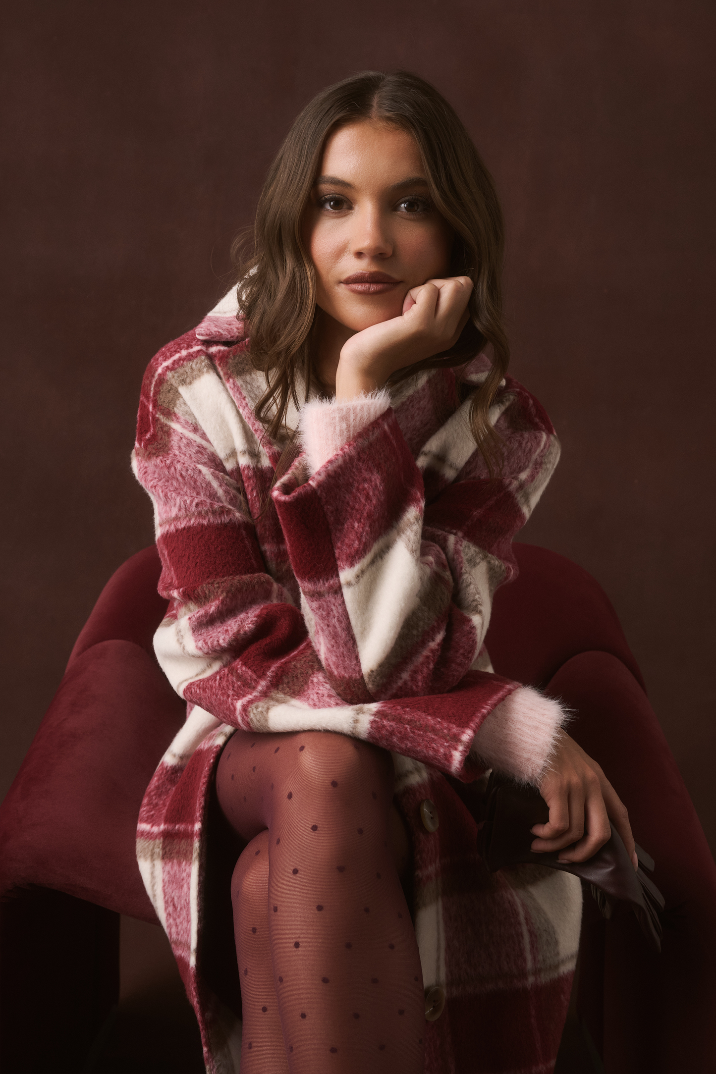 Greta Coat - Berry Check