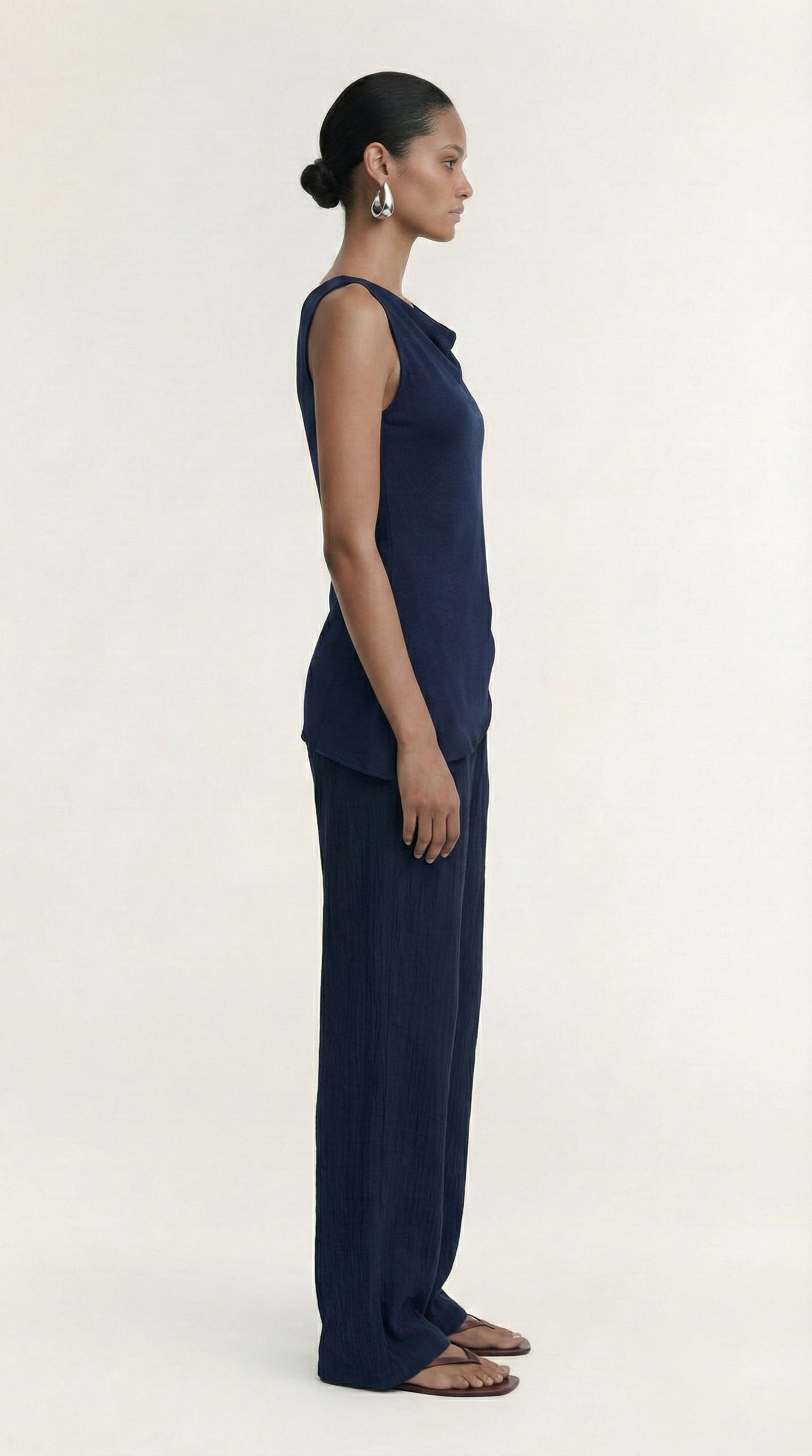 Helena Cowl Top - Navy