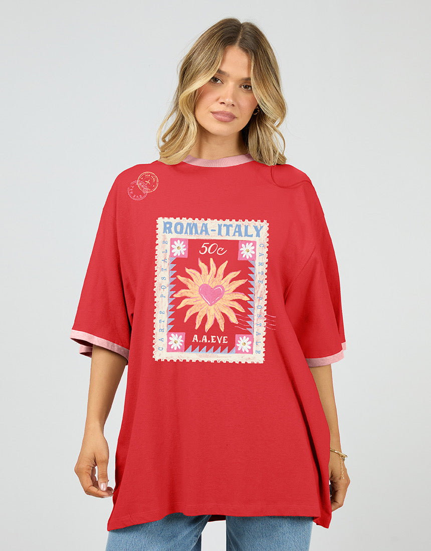 Postcards Oversized Tee - Red