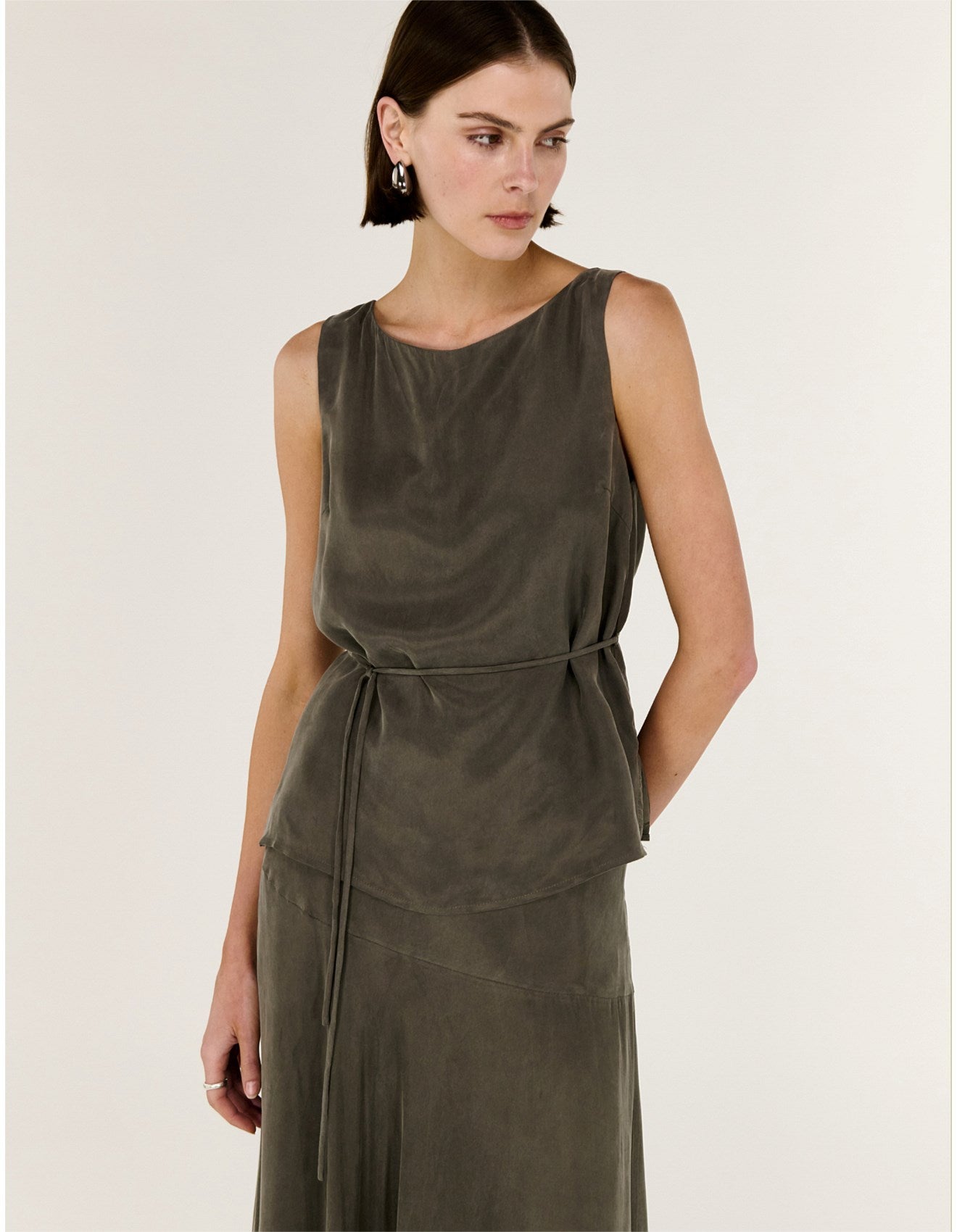 Stevie Waist Tie Top - Olive