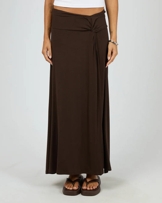 Twist Detail Maxi Skirt - Chocolate