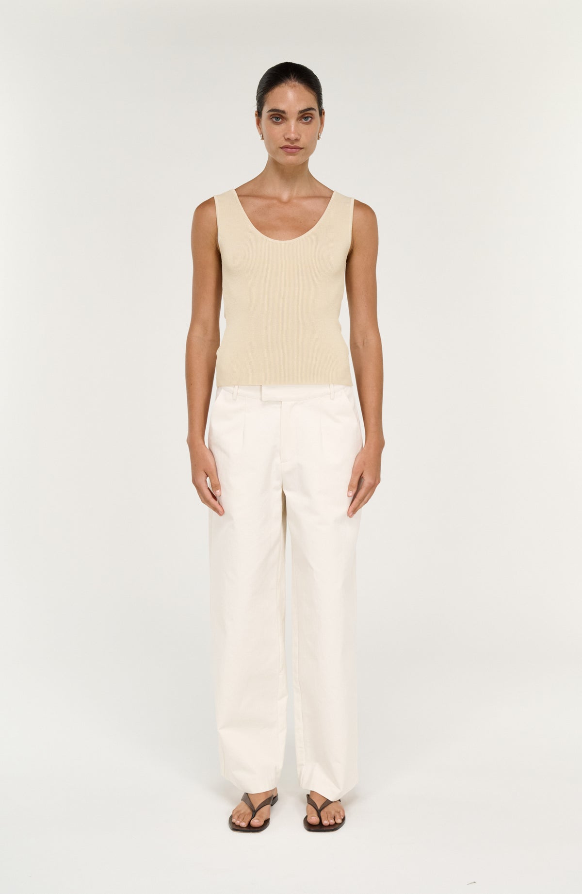 Moda Reversible Knit Tank Top - Ecru