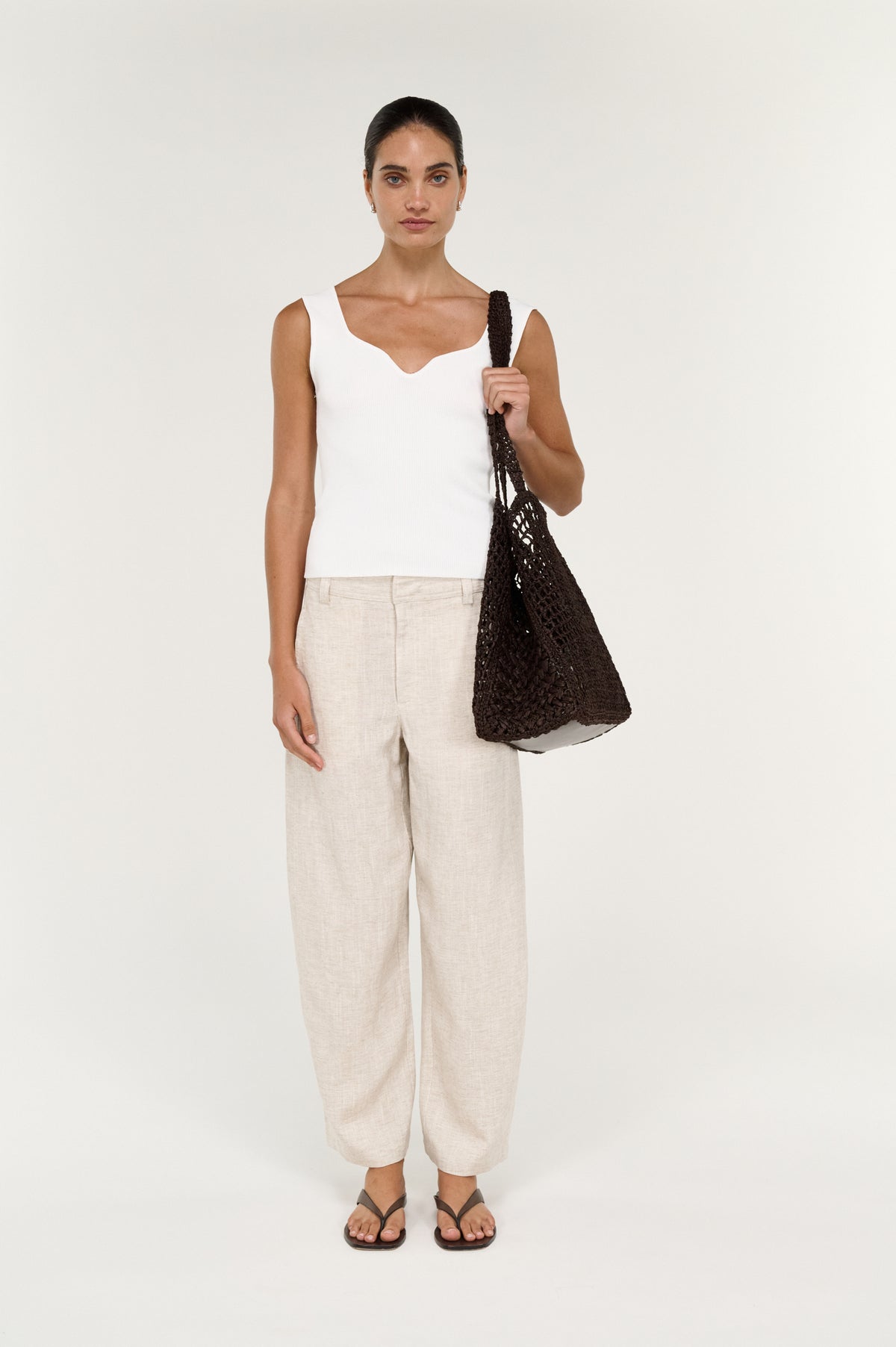 Neve Linen Barrel Leg Pant - Oat