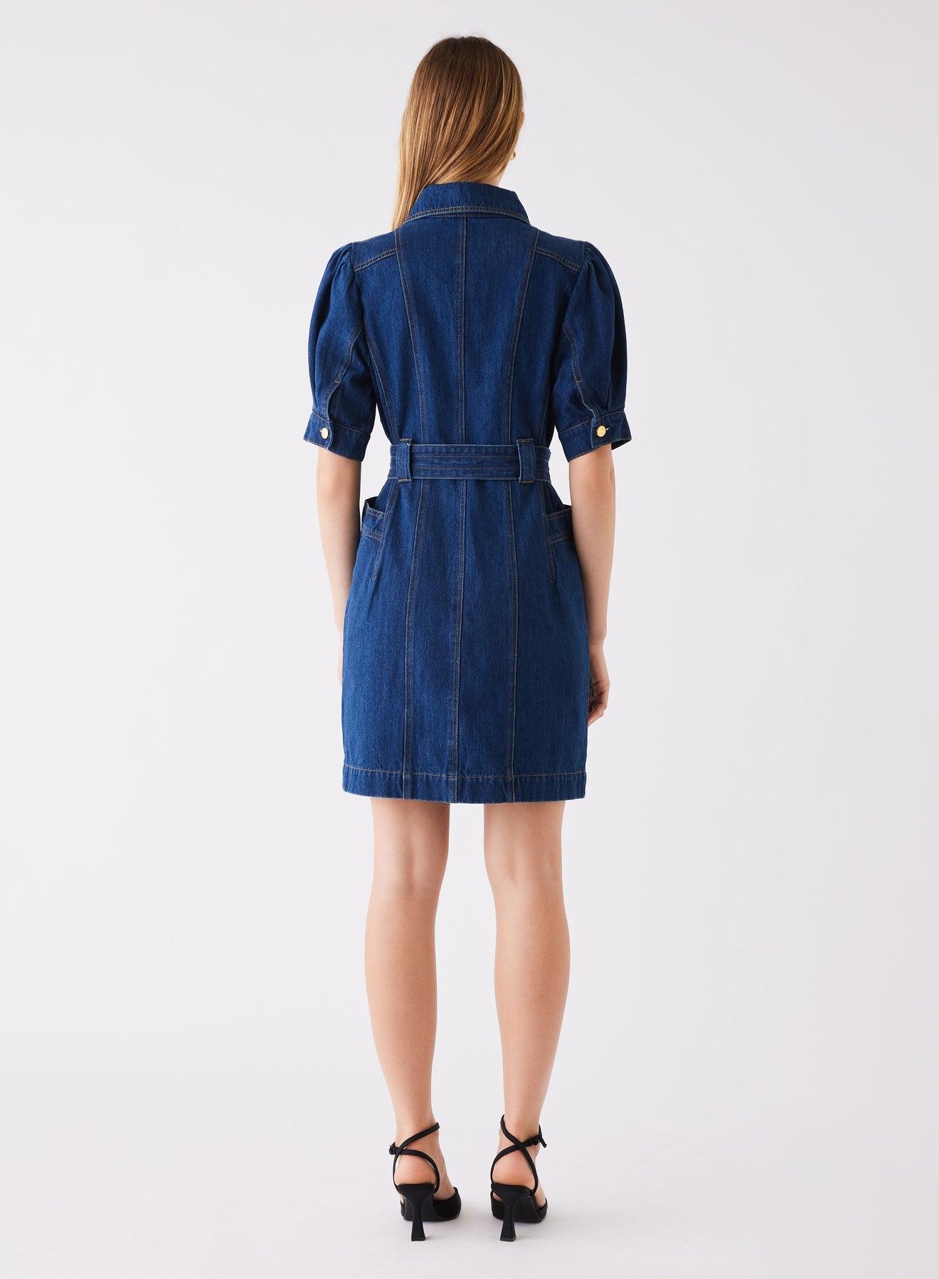 Podium Denim Dress - Indigo by Esmaee - in XS | SWAACE