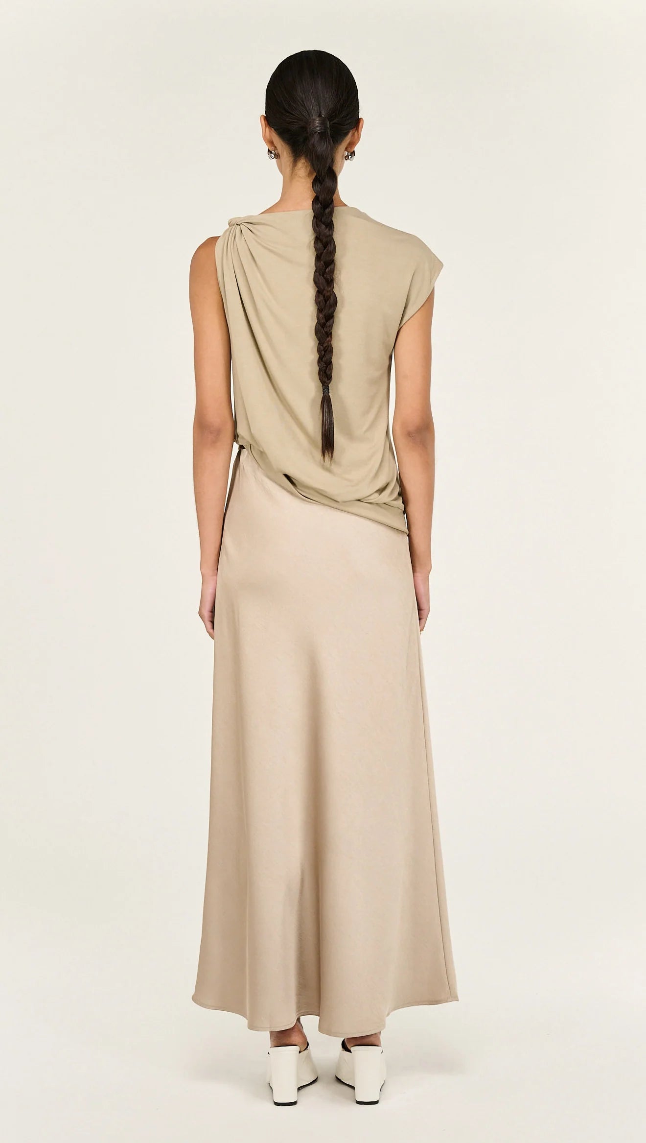 Dusk Bias Satin Maxi Skirt - Champagne