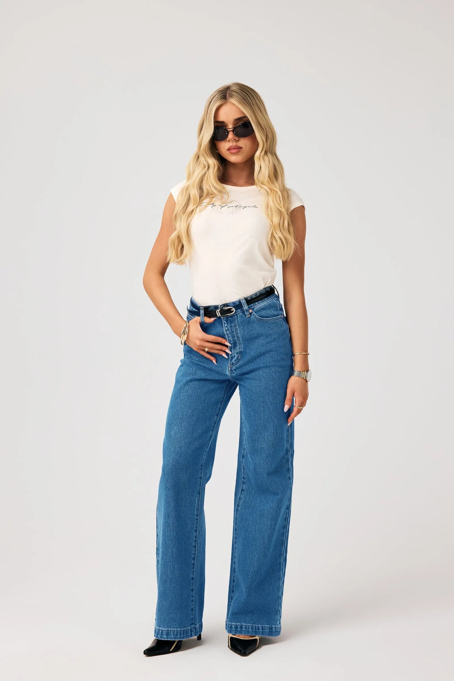 94 High & Wide Petite Eva OG Jeans - Organic Mid Blue