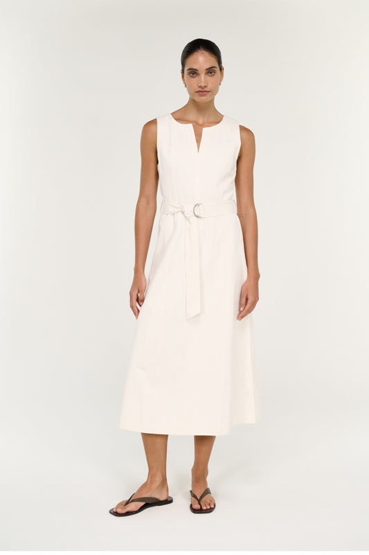 Roselle Belted Midi Dress - Cream