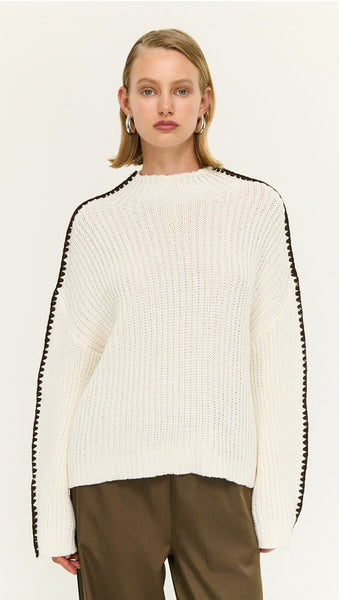 Finn High Neck Jumper - Cream/Chocolate