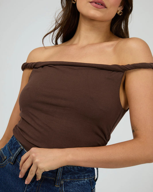 Evie Twist Tank - Chocolate