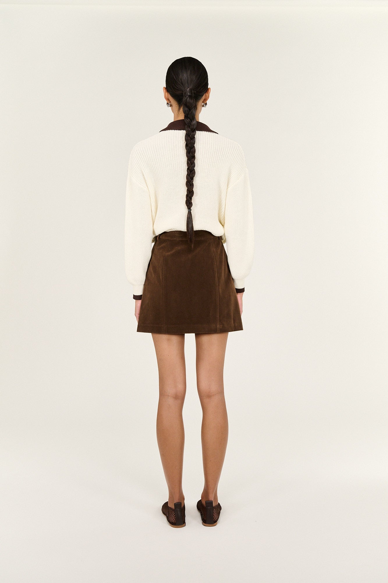 Daria Polo Jumper - Off White/Chocolate