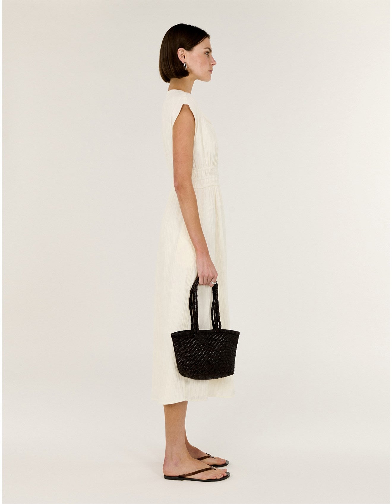 Ode V Neck Midi Dress - Vanilla