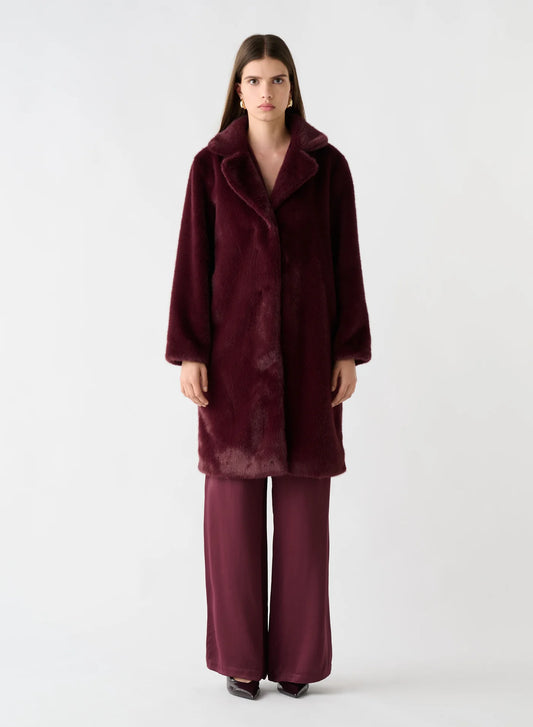 Harmony Fur Coat - Wine