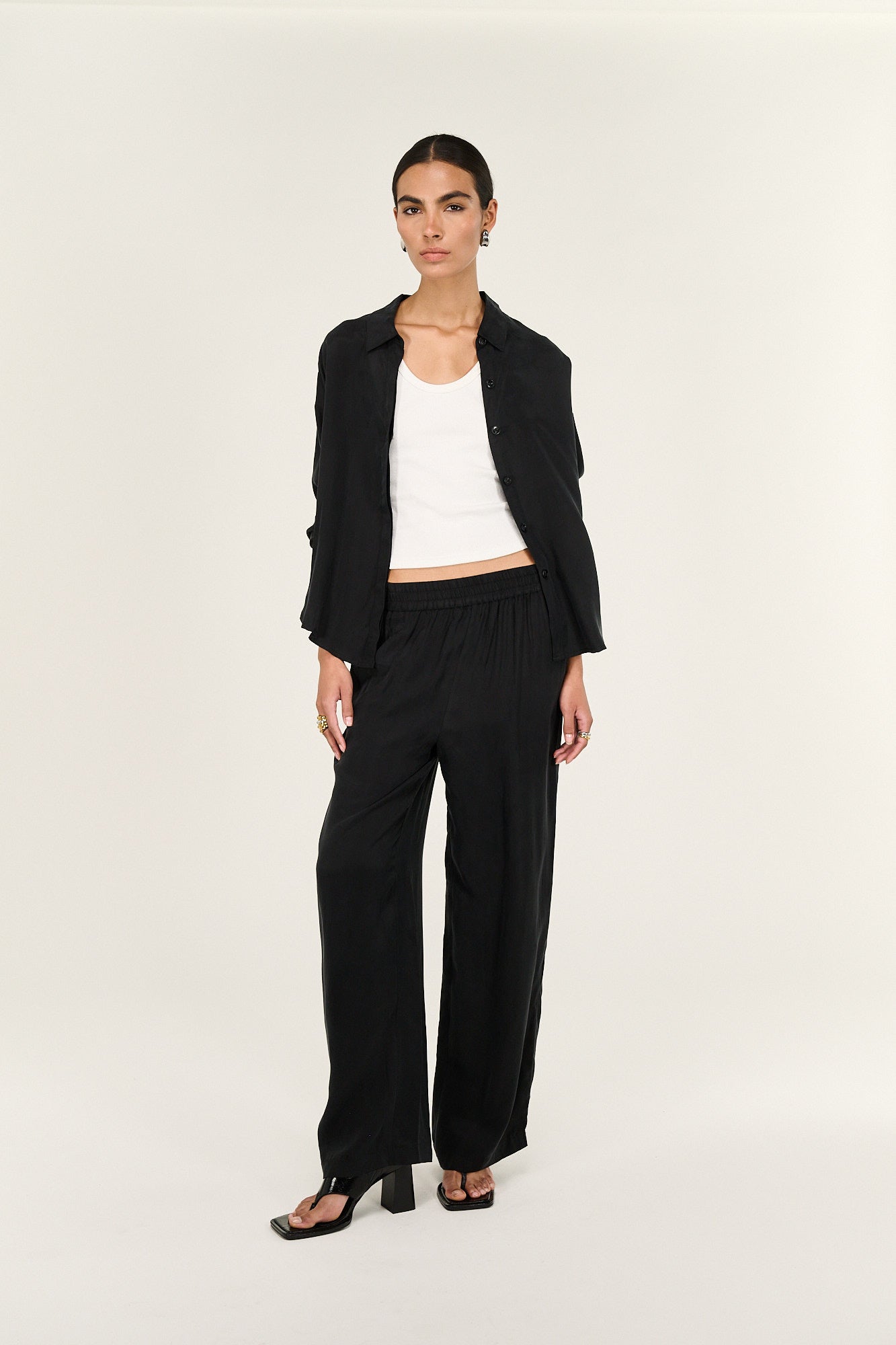 Sylvia Cupro Relaxed Pant - Black