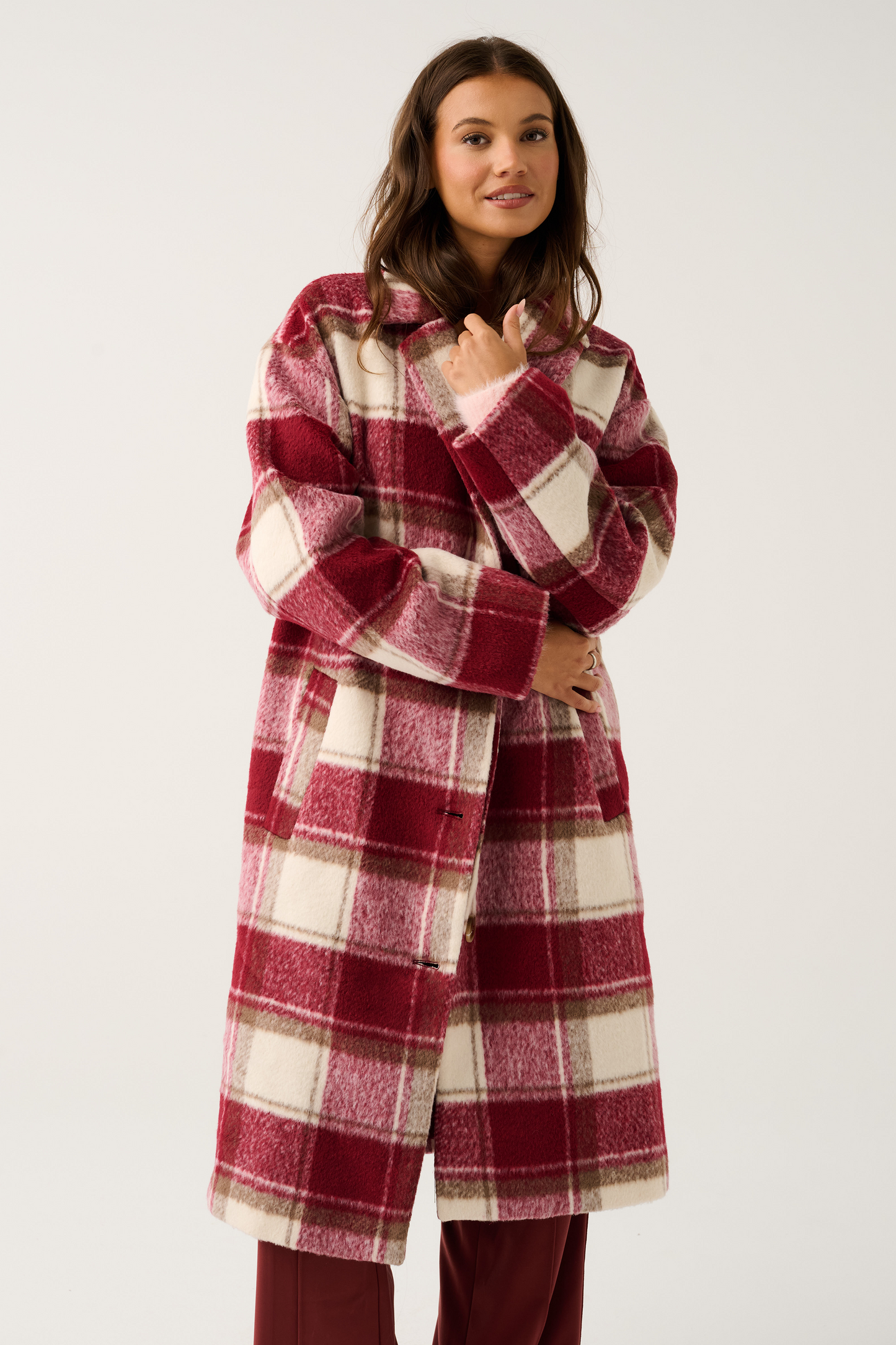 Greta Coat - Berry Check