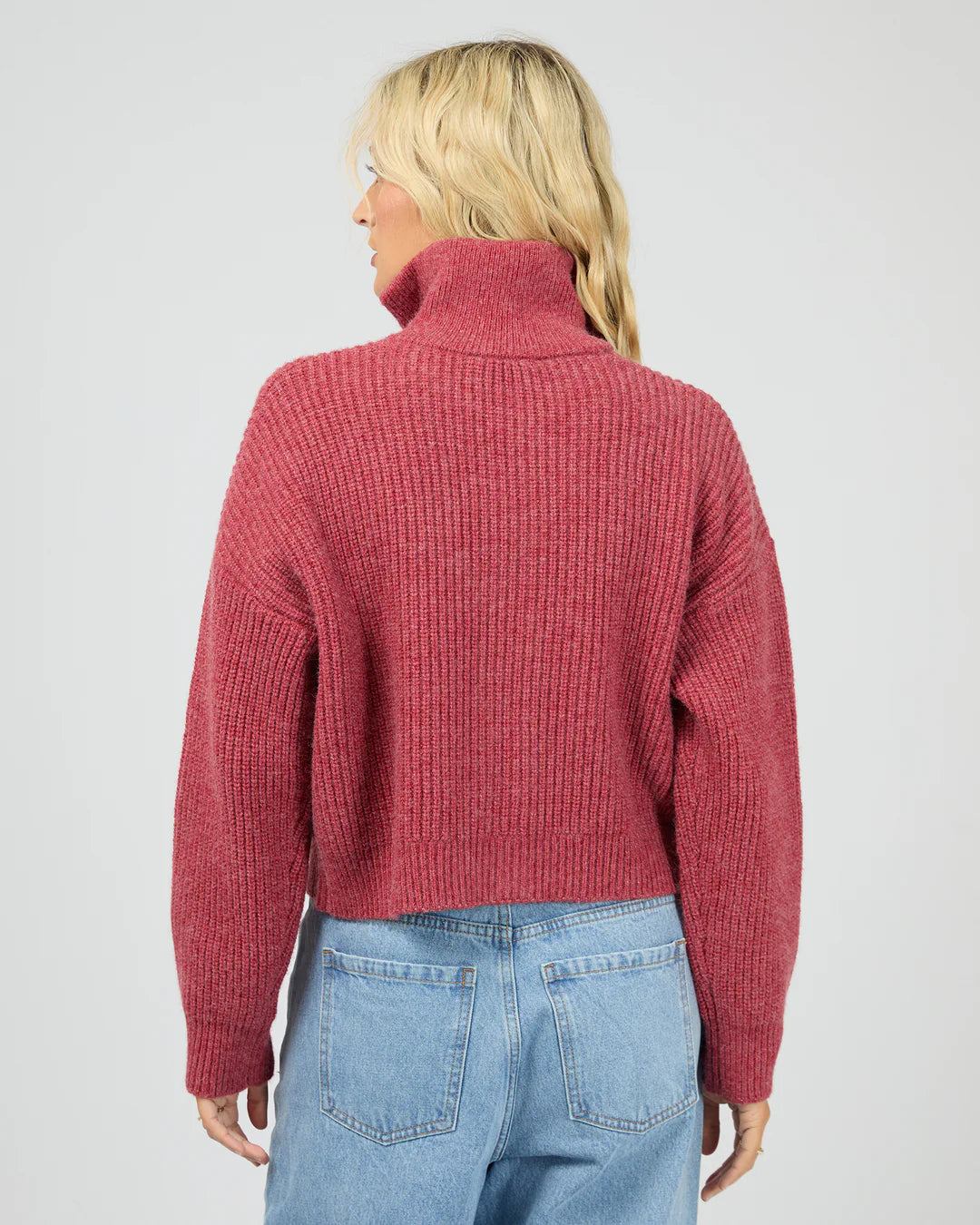 Bridie Knit Zip Through Jacket - Berry