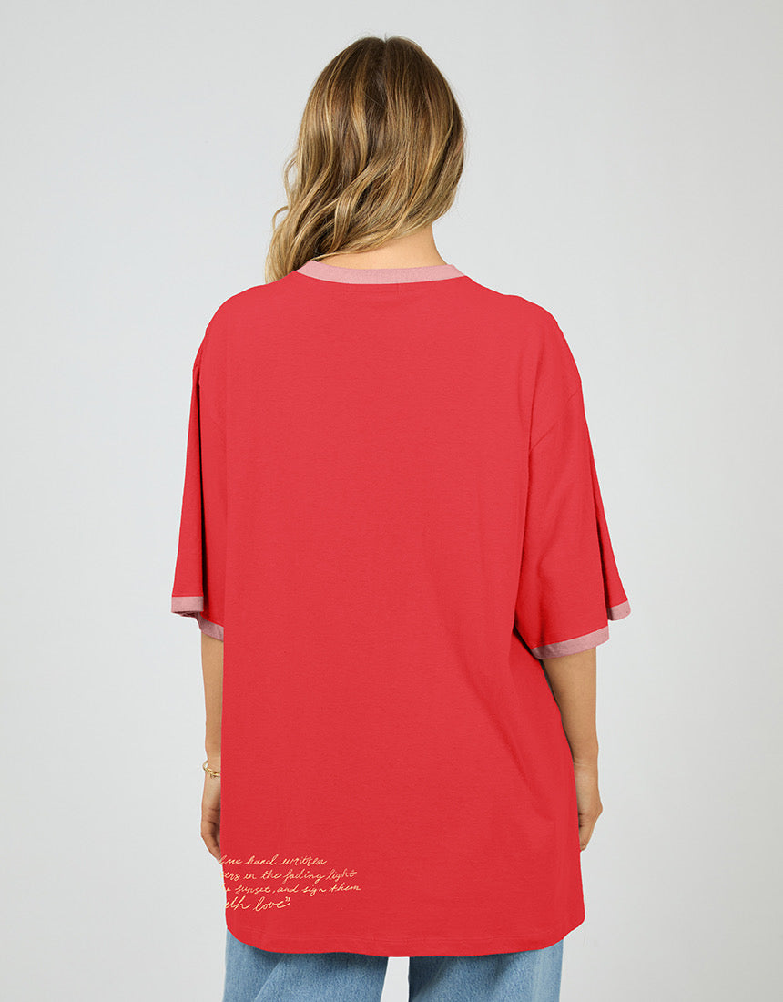 Postcards Oversized Tee - Red