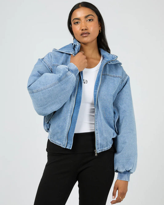 Brixton Denim Bomber Jacket - Light Blue