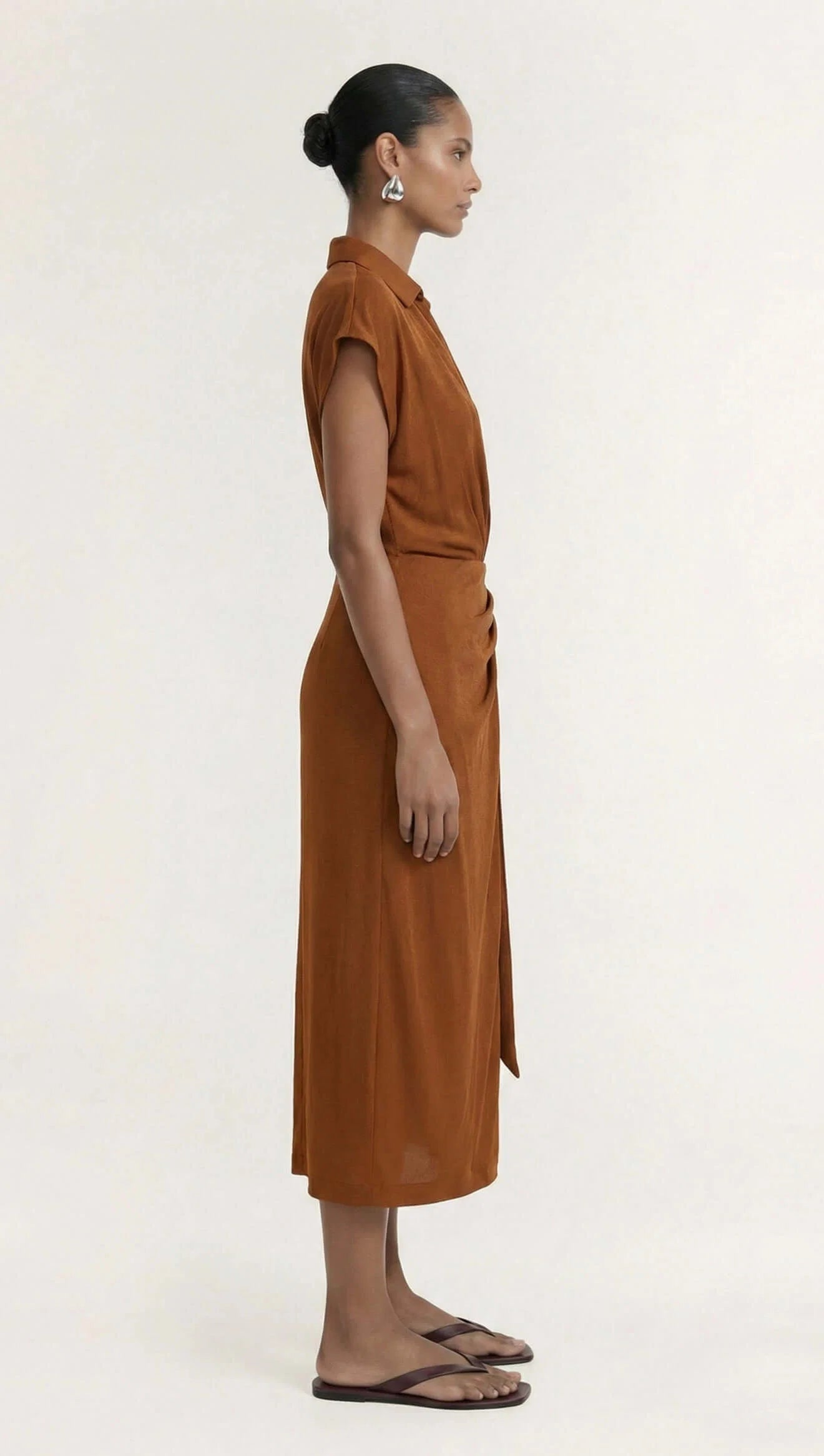 Solene Wrap Midi Dress - Copper