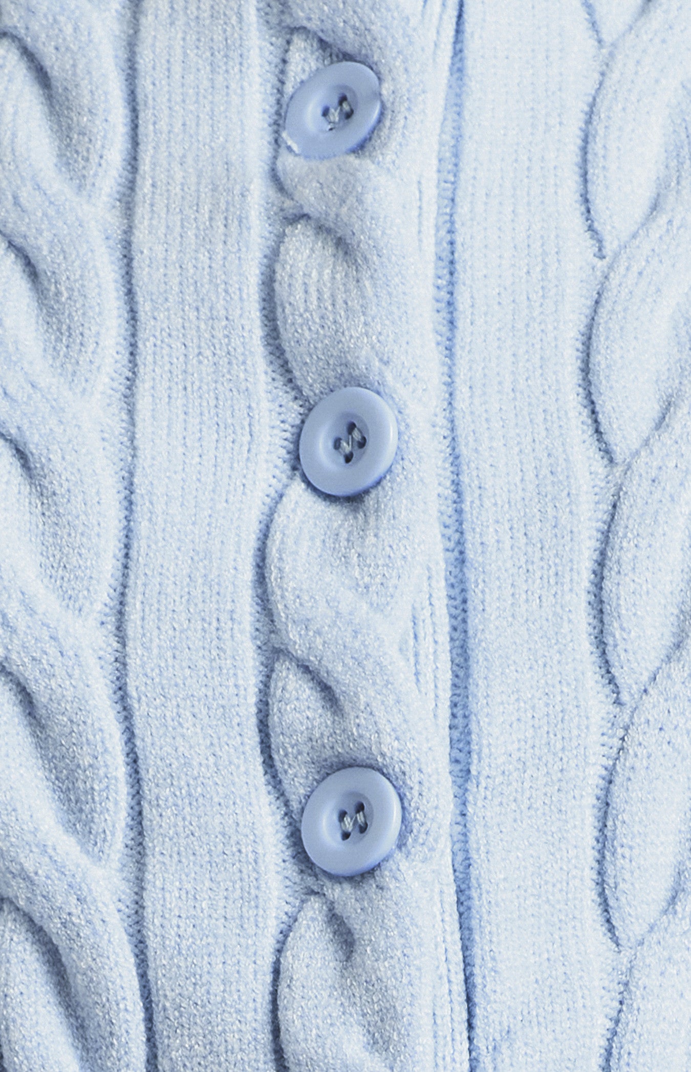 Button Up Cable Knit Top - Pale Blue