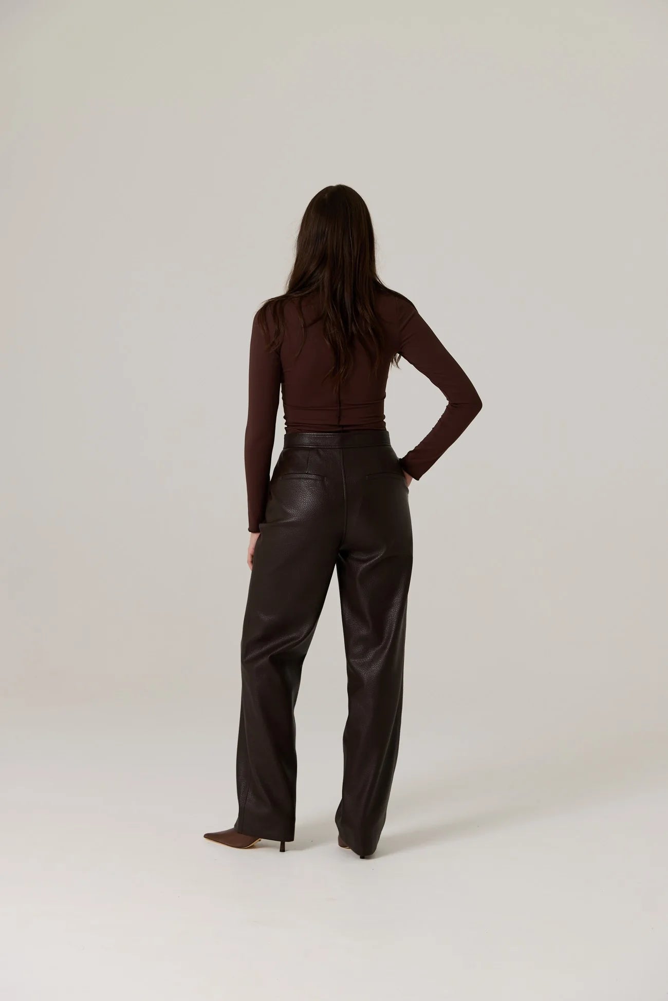 Winnie Vegan Leather Pant - Dark Truffle
