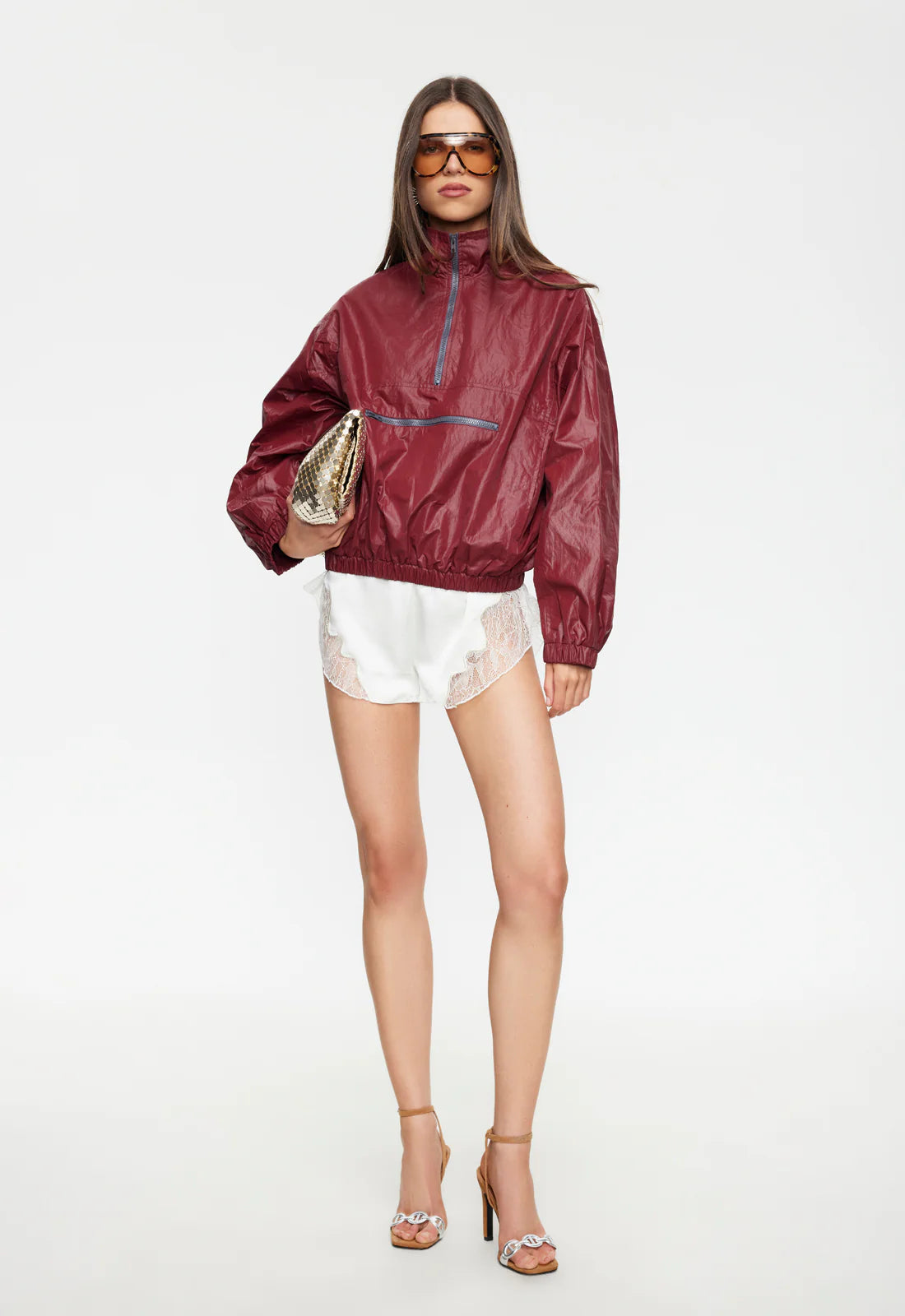 Ibiza Windbreaker 1/4 Zip Jacket - Burgundy