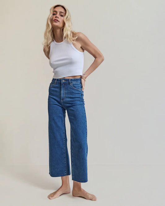 Charlie High Rise Wide Leg Jeans -  Mid Blue