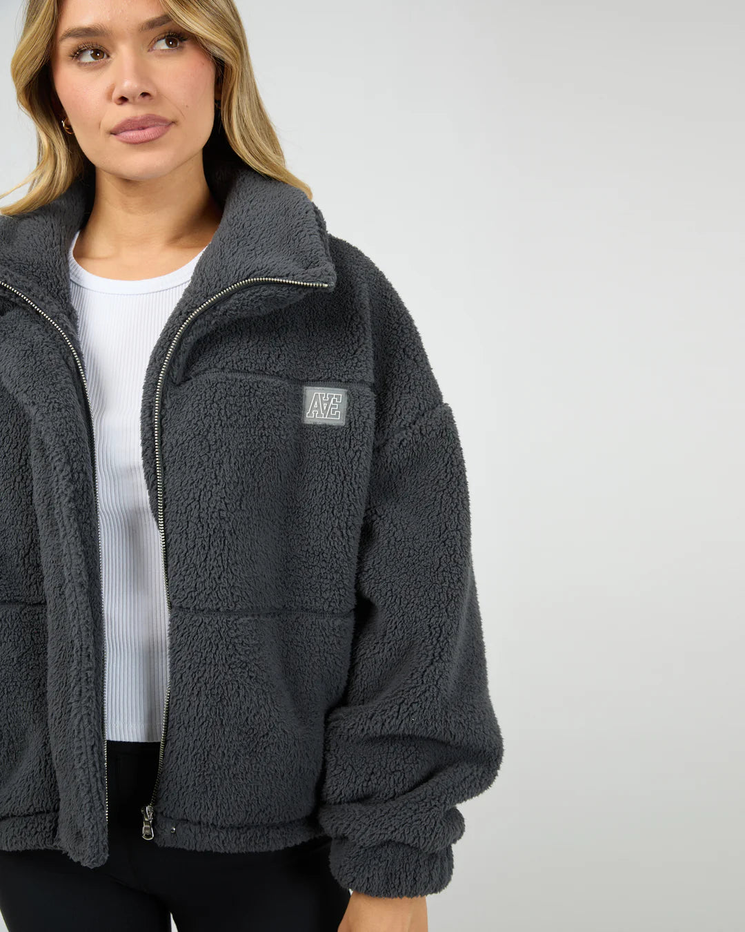 Cosy Club Teddy Jacket - Charcoal