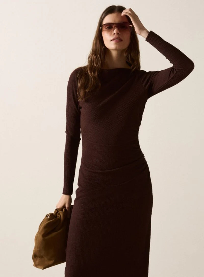 Lulea Midi Dress - Coffee