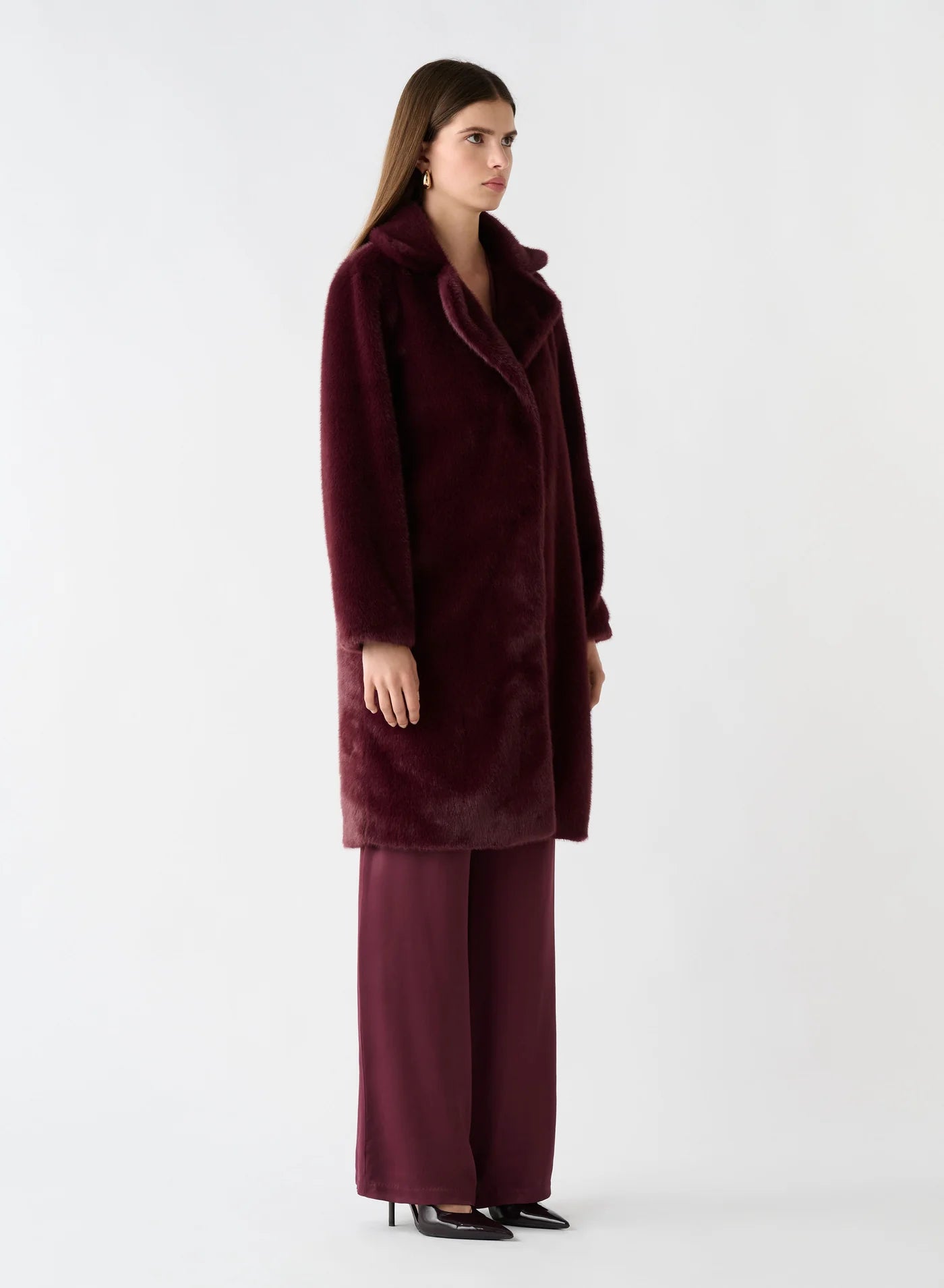 Harmony Fur Coat - Wine