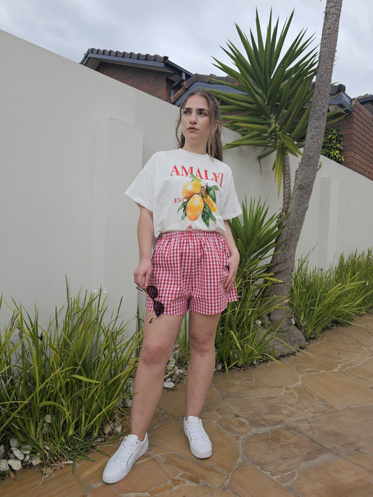 Mango T-Shirt Set - White/Red Gingham