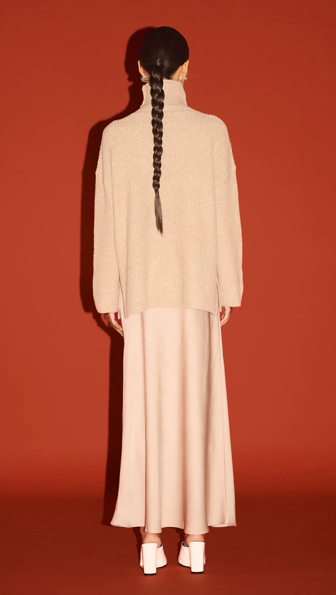 Sabine Roll Neck Knit Jumper - Natural Marle
