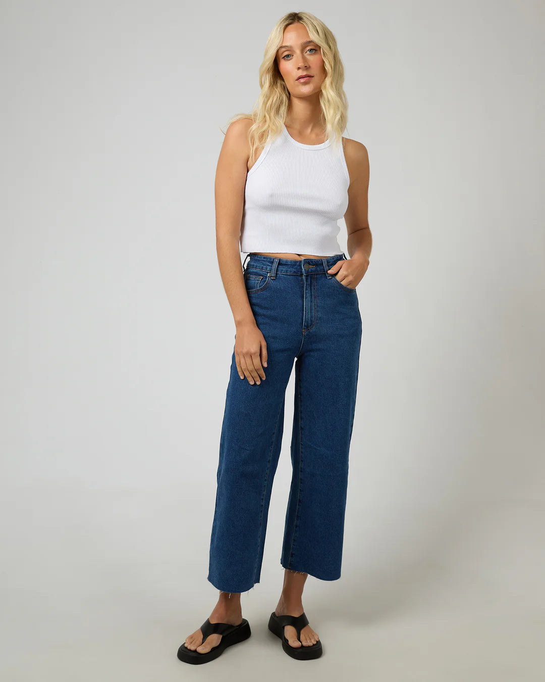 Charlie High Rise Wide Leg Jeans -  Mid Blue